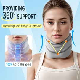 Neck Brace for Neck Pain and Support, Soft Neck Brace for Women & Men, Neck support with Support Pad, Adjustable Corrector Neck Brace for Sleeping, Relieves Pain and Spine Pressure (S(10.2"-14.2"))