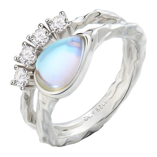 Cicy Bell Womens Platinum Plated Moonstone Cubic Zirconia Delicate Eternity