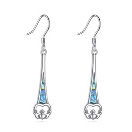 YFN Claddagh Earrings Sterling Silver Abalone Claddagh Dangle Drop Earrings Claddagh Jewelry For Women Girls Irish Gifts For Mom Daughter