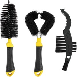 com-four® 3-Piece Bicycle Cleaning Set Suitable for Bicycles, Scooters, Motorcycles and Cars, Brush Set for Bicycle Chain, Crank, Chainring, Frame and Tyre (3-Piece Set)