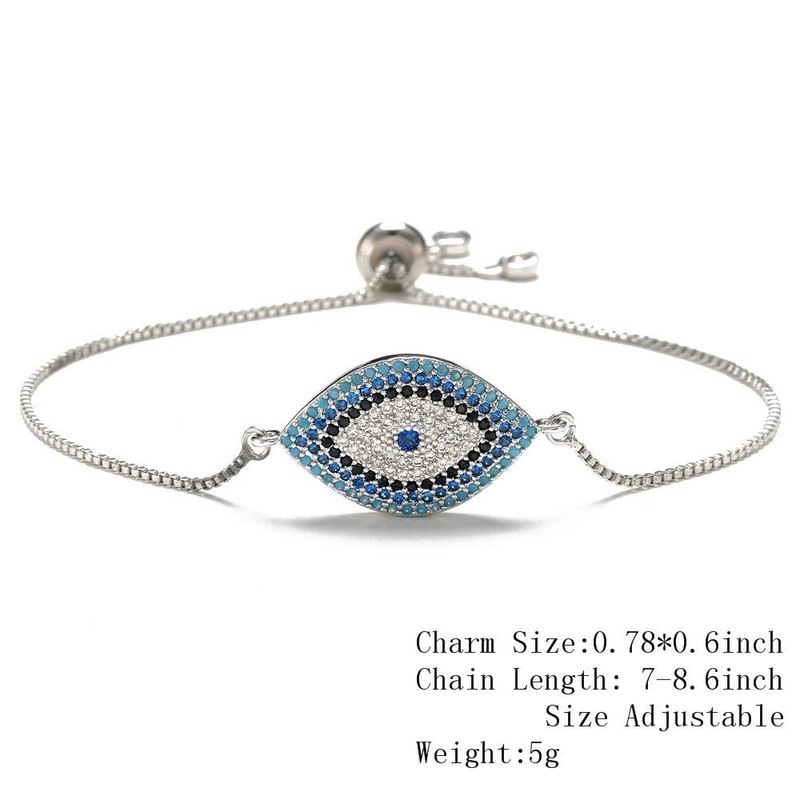 NEWBUY Trendy Gold Plated Turkish Evil Eye Bracelet Pave CZ