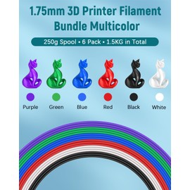Dynta PLA 3D Printer Filament 1.75mm – 6 Color Pack (250g x 6), Tangle-Free & Consistent Printing, Mini Spools for FDM Printers – Compatible with Ender 3, CR-10, Anycubic, FlashForge, and More