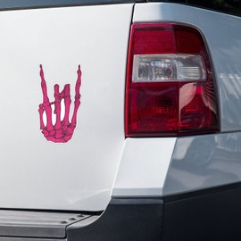 Rock On Skeleton Hand Pink Cute Sticker Vinyl Car Bumper Decal