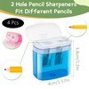 4 Pcs 4-in-1 Pencil Sharpeners - Manual Dual Hole Covered