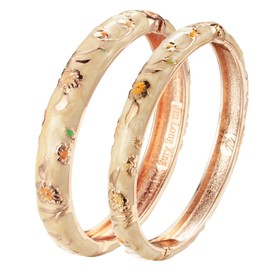 UJOY Cloisonne Bracelet Butterfly Gold Hinge Indian Cuff Bangle Enameled Jewelry Bracelets for Women Gift Box 55A111 Yellow