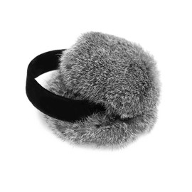 Surell Rabbit Fur Earmuff (Chinchilla) - Women’s Winter Ear Muff with Velvet Band - Furry Ear Warmer - Thick Plush Outdoor Headwear - Girls Warm Ear Warmers for Cold Weather - Winter Fashion Accessory