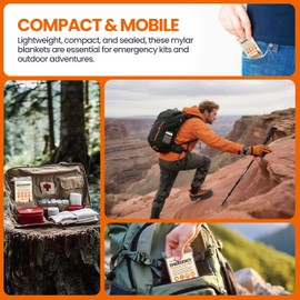 Yozxviu Emergency Blanket, Mylar Thermal Space Blanket for Survival Gear, 4 Pack, 82 in X 52 in