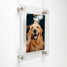 Plotter Paper Direct 24'' x 36'' Clear Acrylic Wall Frame with 3/4'' x 1'' Brushed Stainless Steel Standoffs for Art and Photos, 27'' x 39'' Frame Size