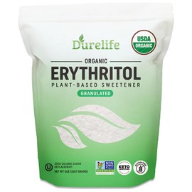 Durelife USDA organic erythritol sweetener, non gmo verified, Keto certified, No After Taste, Kosher, Zero Calorie Plant-Based Sugar Alternative 5 LB