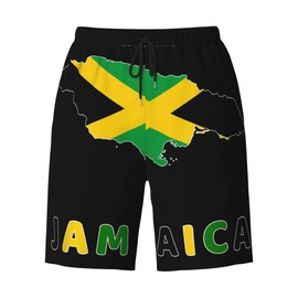JUHIOPOI Mens Jamaica Swim Trunks Jamaican Flag Trunk Beach Shorts Cool Quick Dry Board Shorts Summer Party Shorts with Pockets Mesh Lining, Map-XL