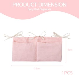 svpfuo Changing Table Organiser, Baby Bed Organiser, Bed Bag, Double Layer Baby Bed Side Organiser, Double Pocket Cotton Fabric Pram Hanging Bag, Organiser Bed Hanging (B)