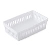 Tribello Plastic Bin Baskets for Organizing, White Storage Tray, Rectangle