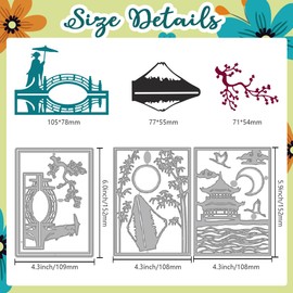 DELORIGIN Layered Japanese Architecture Cutting Dies for Card Making, Carbon Steel Cut Die Border Stencils Scrapbooking Embossing Template Dies for Paper Crafting DIY Photo Album Collage Card Making