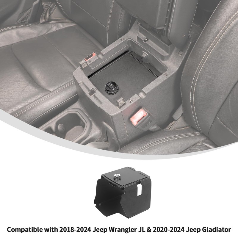 Linskip Console Valuables Safe Compatible with 2018-2024 Jeep Wrangler JL