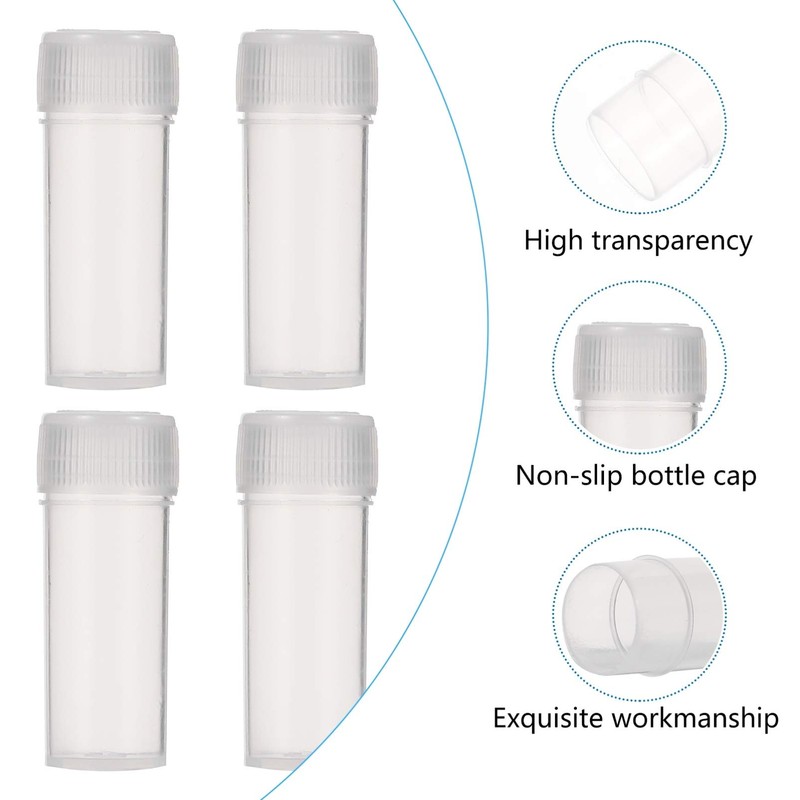VILLCASE 100pcs Plastic Sample Bottles, 5ML Small Pill Plastic Containers