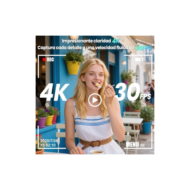 Cámara Digital 4K 48MP, Pantalla Dual IPS de 2.4"+1.3", con