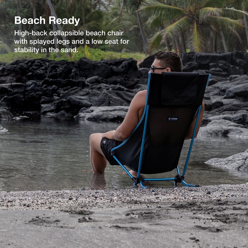 Helinox Beach Chair, 3.18lbs, Lightweight, Lower-Profile, Compact, Collapsible Camping Chair,