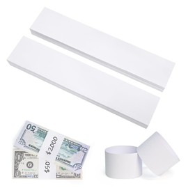 L LIKED 100 PCS Money Bands, Self Sealing Currency Money Straps for Bill Wrappers, Blank, White