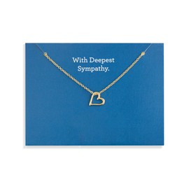 DEMDACO Women's Everyday Fashion Pendant Necklace From Sharing Kindness Collection 16 Inch 14K Gold Plated Deepest Sympathy Bereavement Floral Card With Heart Charm
