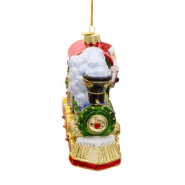 Kurt S. Adler 6” Bellissimo Santa Driving a Train/Locomative with Packages Glass Christmas Ornament BELL0033