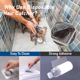 Qeke Disposable Hair Catcher Shower Drain Mesh Stickers, Hair Catchers for Shower, 50 Pack, 4.1 Inch - Square