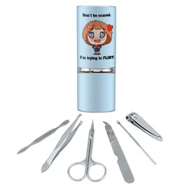 Don't Be Scared I'm Trying to Flirt Kawaii Chibi Heart Stainless Steel Manicure Pedicure Grooming Beauty Care Travel Kit