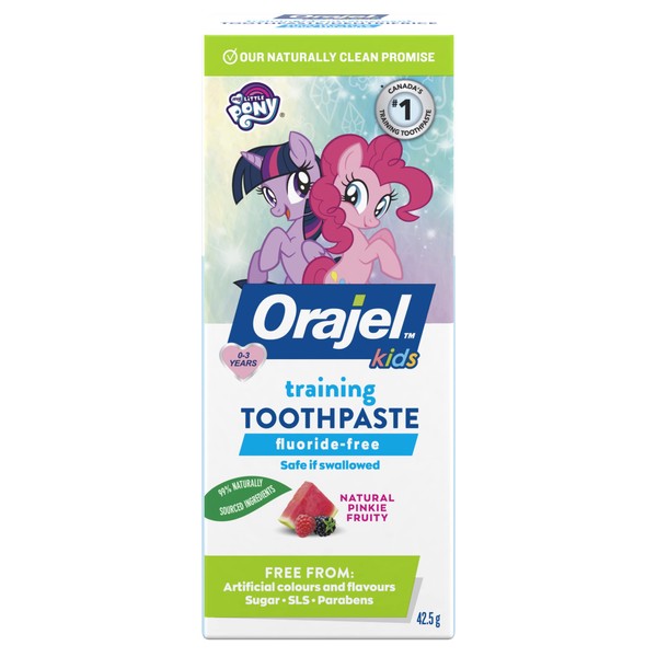 Orajel Kids My Little Pony Fluoride-Free Training Toothpaste for Infant & Toddler, Natural Pinky Fruity Flavour, 42.5-g