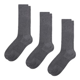Gunze AGX303 Men's Acedron Crew Length Socks, Moisture Wicking, Deodorizing Socks, Set of 3 Pairs, charcoal gray, 25.0-27.0 cm