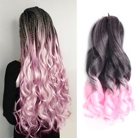 French Curly Braiding Hair 14 Inch 8 Packs Curly Braiding Hair French Curl Crochet Braids Wavy Crochet Hair for Black Women Braiding Hair with Curly Ends Hair Extensions(14 Inch/Pack of 8, T/Pink)