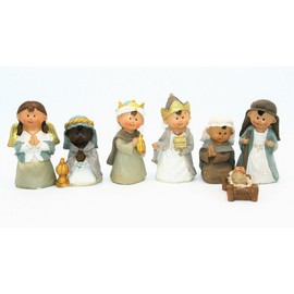 Geschenkestadl Nativity Figures Set of 7 Children's Face Figures up to 10 cm Christmas