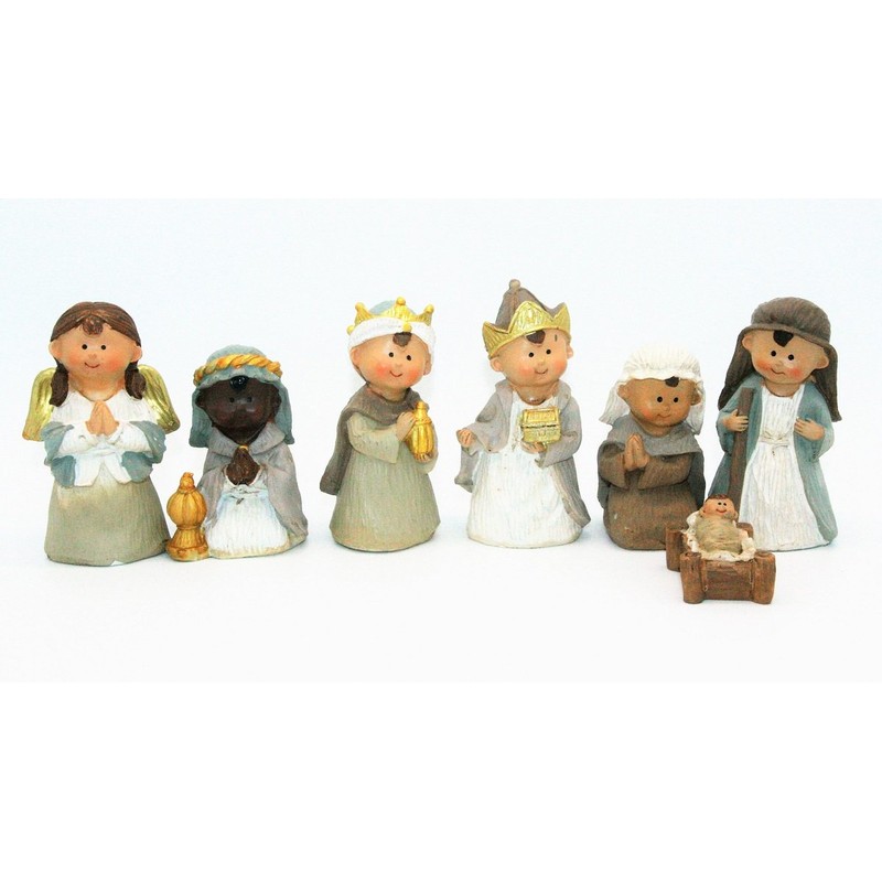 Geschenkestadl Nativity Figures Set of 7 Children's Face Figures up
