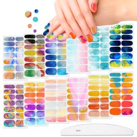 JERCLITY 12 Sheets Graffiti Gradient Color Full Nail Wraps Aurora Nail Polish Strips Stickers Cloud Full Nail Stickers Self Adhesive Nail Art Decal Strips with Nail File for Women Girls DIY Nail Art
