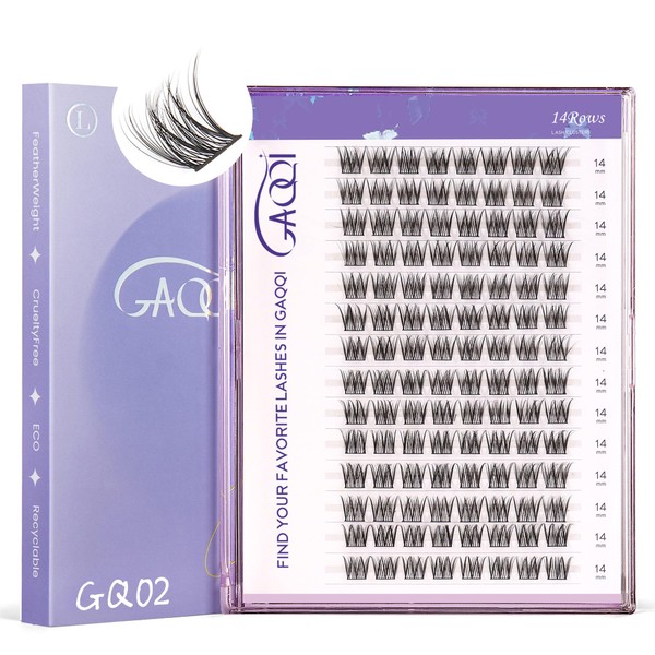 GAQQI Lash Clusters, Eyelash Cluster C Curl 14mm Cluster lashes,