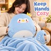 3-in-1 Cartoon Animal Pillow Blanket with Hand Warmer Pocket –