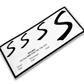 S Vinyl Decal Insert Replacements for 2014-2021 only Mini Cooper S 3rd Gen F54 F55 F56 F57 Scuttle, Grill, and Rear Emblem - Choose Color - [Black]