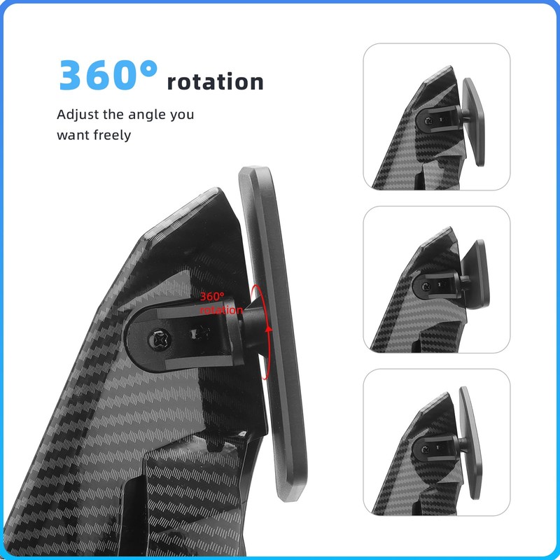 GZDLmoto Universal Motorcycle Rear View Mirrors, Fixed Wind Wing Side