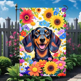 BlissYard Spring Garden Flag 12x18 Double Sided Dachshund Sunflower Seasonal Small Flags For Outside Outdoor Decor Yard Farmhouse Holiday Spring Summer Decorations Yard Flags