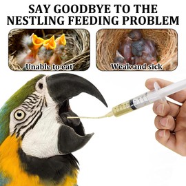 2 Syringe Young Birds Feeding Syringe, Hand Feeding Tool, with 10 Catheters for Feeding Milk, Water and Medication, Easy to Clean and Reusable