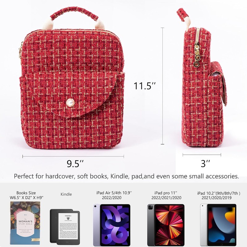 APLUFINE - Funda de libro de tweed con cierre, elegante