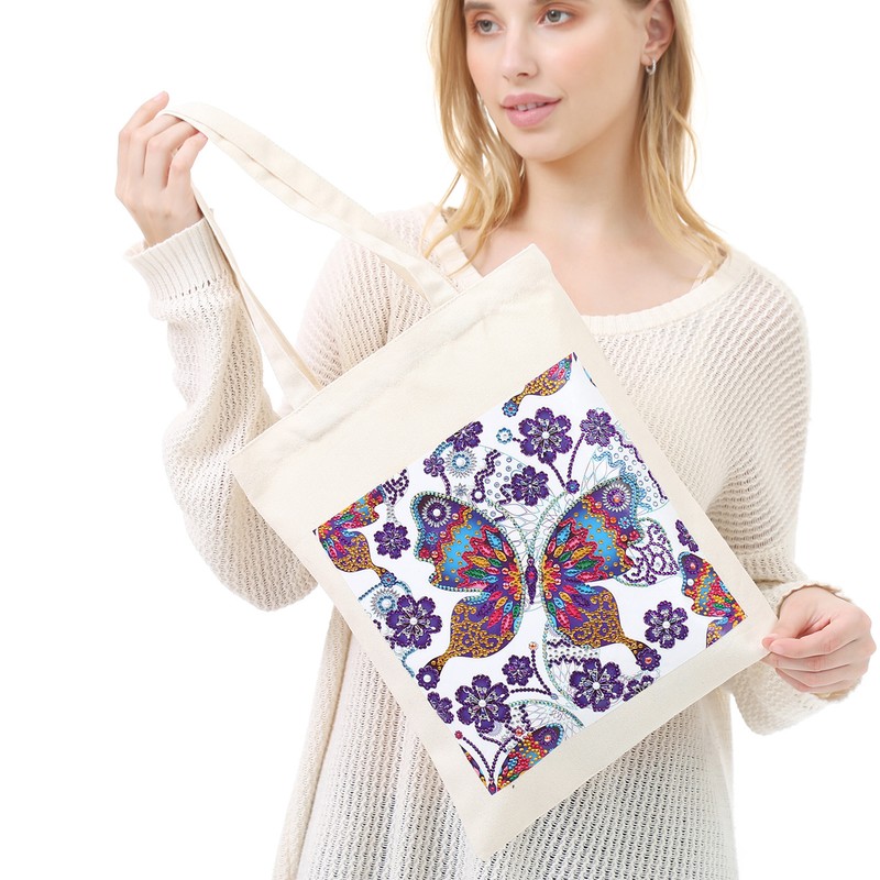 DIY Diamond Painting Shopping Bag Rhinestones Painting Tote Bag with