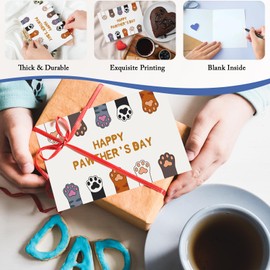 Qiliji Funny Pet Paw Father's Day Card - Cute Pawther's Day Card for Cat & Dog Dad