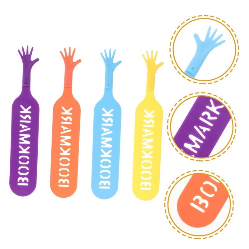DOITOOL 4Pcs Hand Shaped Plastic Bookmarks Cute Adorable Finger Bookmarks