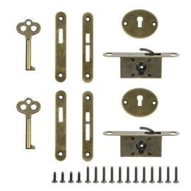 T Tulead Bronze Mini Box Locks Full Mortise Decorative Antique Locks Jewelry Box Lock Replacement Cabinet Lock 2Sets with Keys, Screws