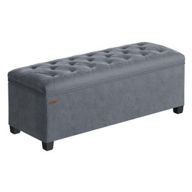 SONGMICS Velvet Storage Ottoman Bench, Foot Rest with Legs, 15.7 x 43 x 15.7 Inches, End of Bed Bench, Storage Chest, Load up to 660 lb, for Living Room, Bedroom, Entryway, Slate Gray ULSF089G01