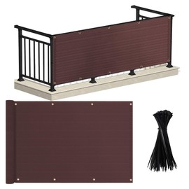 Meanchen Balcony Privacy Screen 3×10FT,Apartments Railing Cover for Porch Outdoor, Backyard, Patio,Deck,Railing,Deck Garden Waterproof and UV-Resistant(Brown)