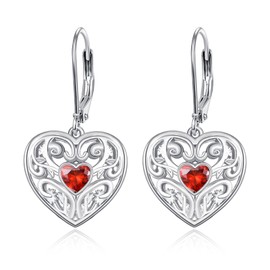 Heart Earrings Filigree Leverback Earrings Dangle Heart Earrings Hook Earrings for Women Fashion 925 Sterling Silver Hypoallergenic Jewellery, Sterling Silver