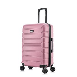 InUSA TREND Luggage with Spinner Wheels | Durable lightweight Hardside Suitcase, Travel bag with Handle and Trolley, 24-Inch Medium Checked luggage | Rose Gold