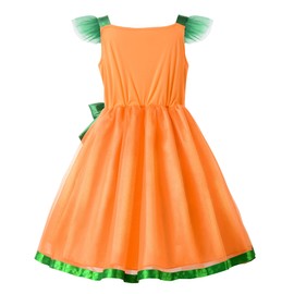 ReliBeauty Girl Halloween Pumpkin Dress with Handbag, 110