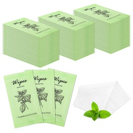 Individual Hand Wipes Wet Wipes Travel Size,Wet Wipes Individually Wrapped Bulk Cleansing Travel Size Wipes for Wedding Travel Restaurant Barbecue (1 Count (Pack of 60), Mint)