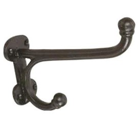 VAN DYKE'S RESTORERS Heavy Duty Iron Brass Harness Sturdy Coat Hook (1 Piece) - Black Powder Coat